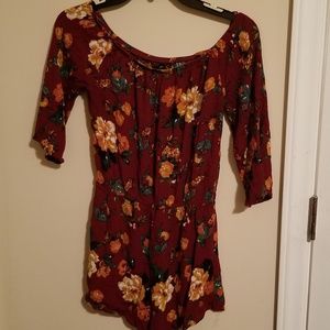 Burgundy floral romper